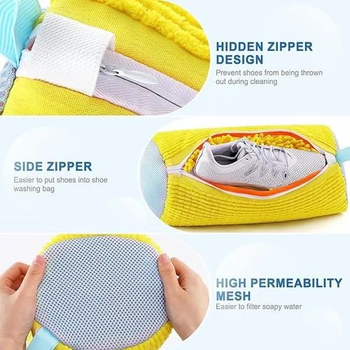 Shoe Washing Machine Bag, Invisible Zipper Side Opening Shoe Washing Bag for Washer and Dryer, 360° Cleaning, Shoe Laundry Bags for Sneakers,Delicates and Toys (Laundry Organizer Bag)